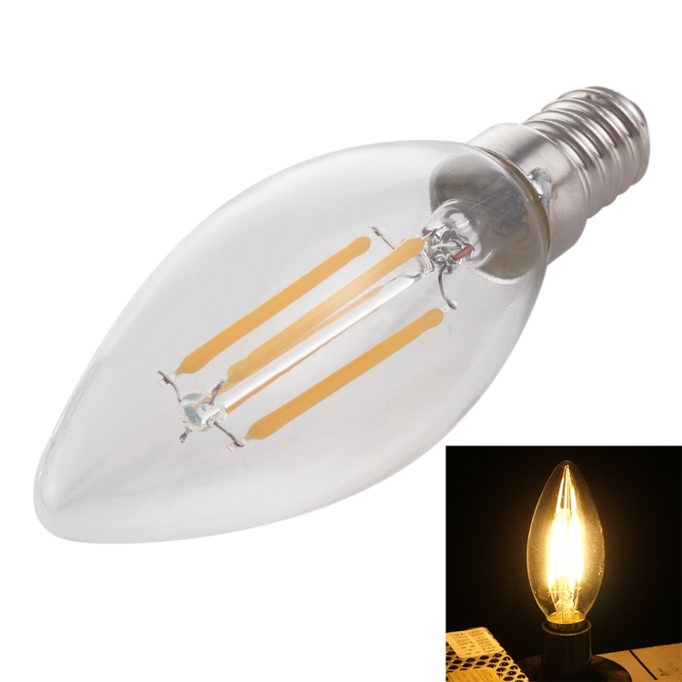 C35 E14 4W 4 LEDs 300 LM 3000K Dimmable Retro LED Filament Light Bulb Energy Saving Light, AC 220V