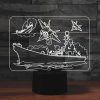 Airplane Group Shape 3D Colorful LED Vision Light Table Lamp, USB Touch Version