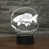 Fishing Black Base Creative 3D LED Decorative Night Light, 16 Color Remote Control Version