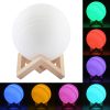 USB Charging 7-Color Changing Energy-saving LED Night Light with Wooden Holder Base