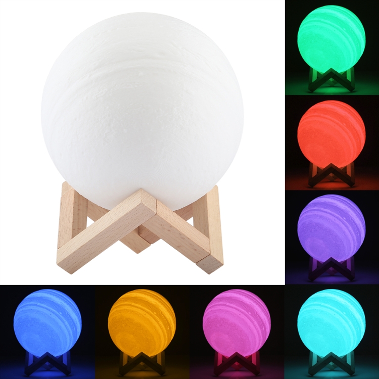 USB Charging 7-Color Changing Energy-saving LED Night Light with Wooden Holder Base