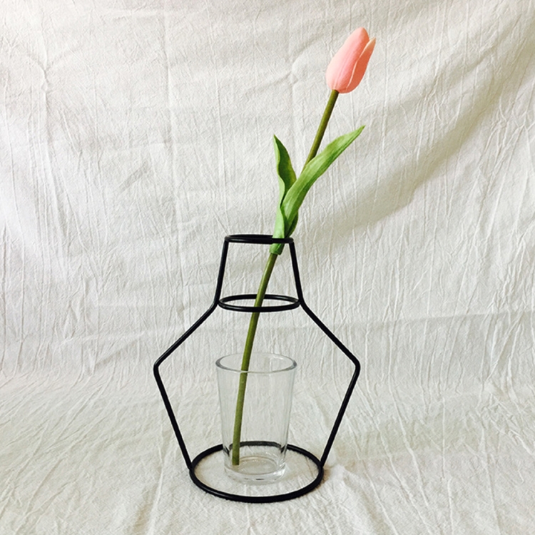 Black Iron Flower Vase Frame Plant Holder, Decorating Indoor Cafe Home, Size: 15cm x 20cm