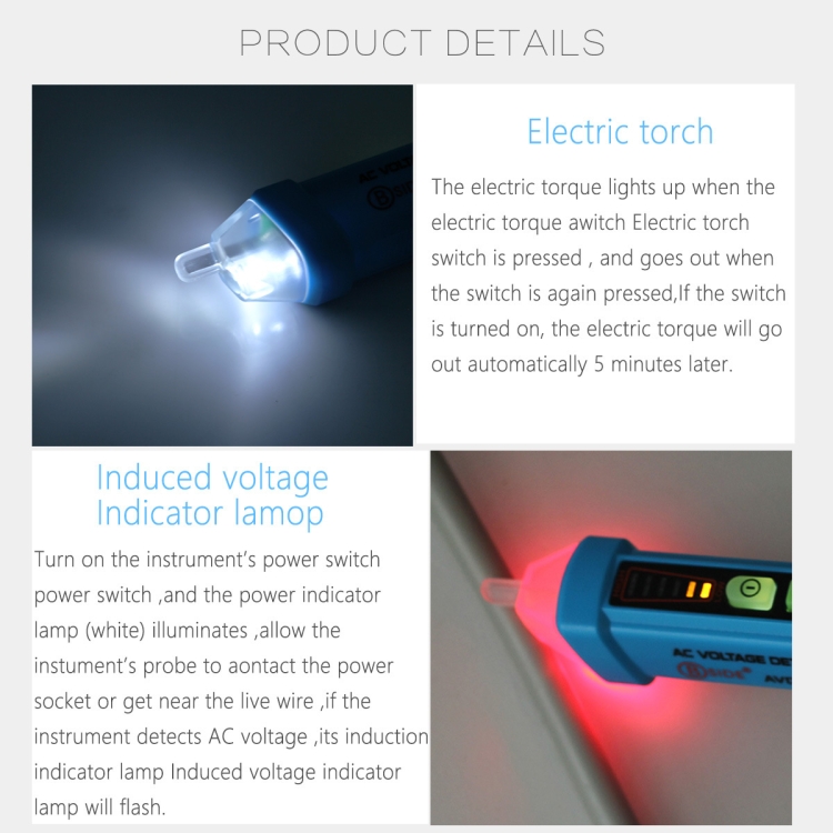 BSIDE AVD05 Non-contact AC Voltage Detectors 12~1000V Induction ...
