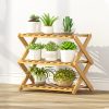 3-Layer Balcony Living Room Collapsible Solid Wood Flower Stand Potted Planting Shelves, Length: 50cm