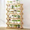 6-Layer Balcony Living Room Collapsible Solid Wood Flower Stand Potted Planting Shelves, Length: 70cm