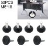 50 PCS Adjustable Foot Pad Furniture Screw Support Stub, M8x18