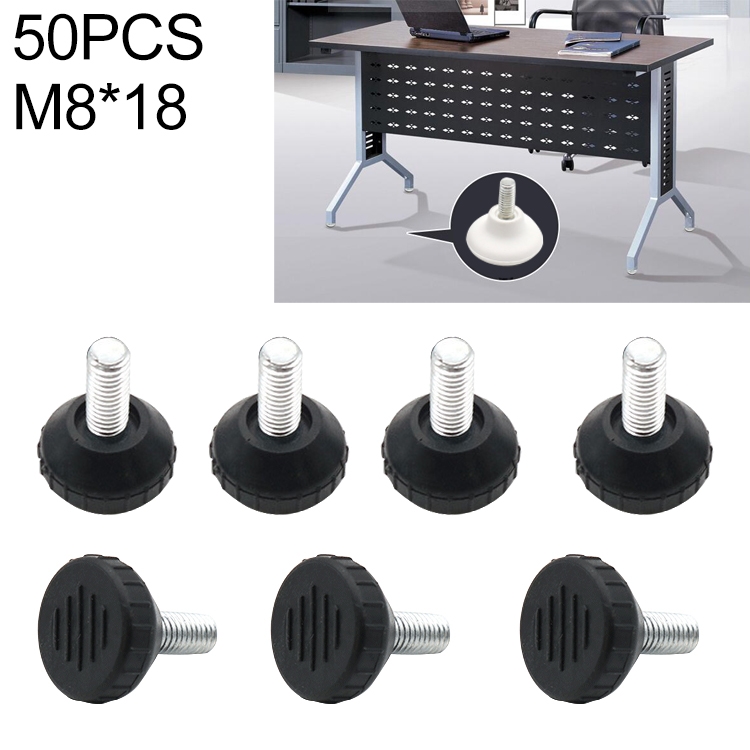 50 PCS Adjustable Foot Pad Furniture Screw Support Stub, M8x18