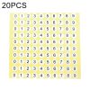 20 PCS Round Shape Number Sticker Shoe Size Label, Number 0-9
