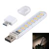 8LEDs 5V 200LM USB LED Book Light Portable Night Light, with Type-C Adapter
