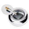 Portable Stainless Steel Drum Shaped Ashtray with Lid Cigar Holder