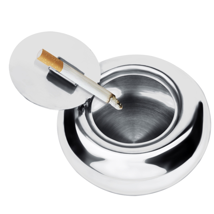 Portable Stainless Steel Drum Shaped Ashtray with Lid Cigar Holder