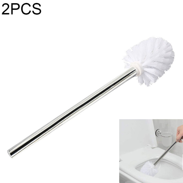 2PCS Stainless Steel Handle Toilet Brush Suit Household Hanger Frame Cleaning Brush