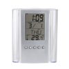Transparent Desk Clock Pencil Holder Removable Desktop Table Digital Clock