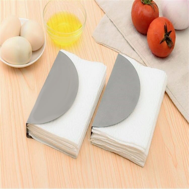 2 PCS Stainless Steel Western Fan-shaped Napkin Seat Napkin Holder Paper Towel Clip