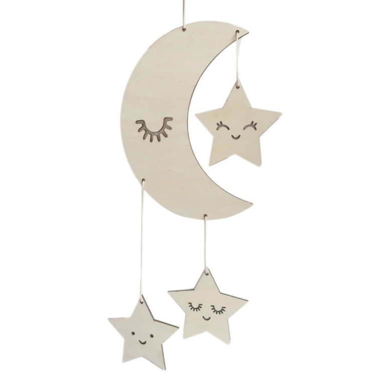 Baby Room Kindergarten Star Moon Wooden Decoration