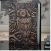 01663 Vintage Thick Handmade Leather Carving Owl Sketchbook Journal Cute Notebook