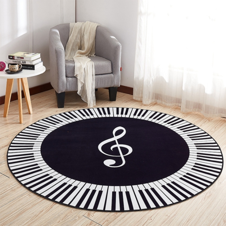 Music Symbol Piano Key Round Carpet Home Bedroom Mat Floor Decoration Rug,