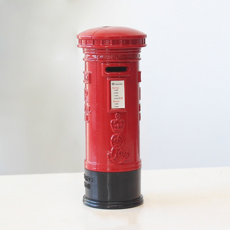 Retro Tin Alloy Telephone Booth Postbox Piggy Bank Decoration