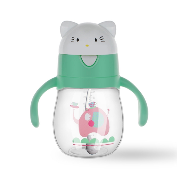 Infant Toddler Drink Cup Child Plastic Leakproof Cartoon Straw Cup With Handle Gravity Ball