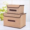 2 in 1 Cotton Fabric Cube Storage Box Embroidery Laundry Basket Cupboard Showcase Holder Toys Organizer