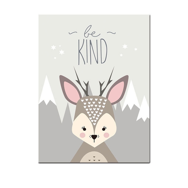 Animal Poster Painting Cartoon Nursery Wall PictureBaby Kids Room Decoration without Frame