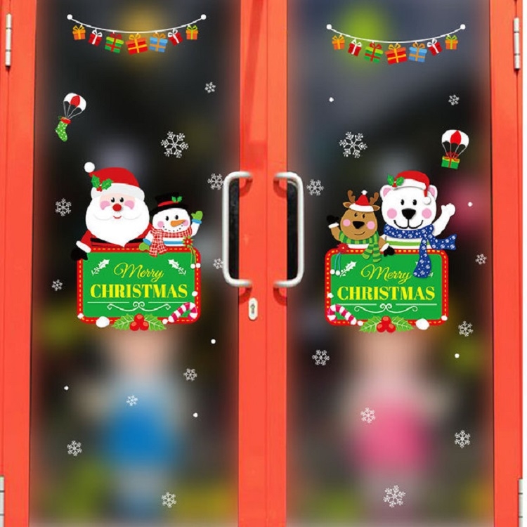 Christmas Wall Stickers Window Glass Festival Wall Stickers Santa Mural New Year Home Decoration