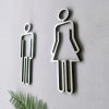 2 PCS Acrylic Toilet Symbol Adhesive Backed Bathroom Toilet Door Sign for Hotel