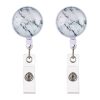 2 PCS Night Starry Sky Marble Crack Puller Retractable Buckle Lanyard Business Key Buckle Card Holder