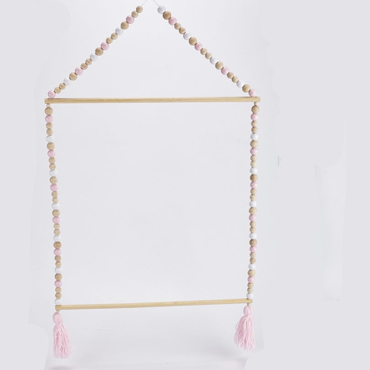 Nordic Style Wooden Color Macaron Wooden Beads String Single Hook Hanger Wardrobe Storage Pendant