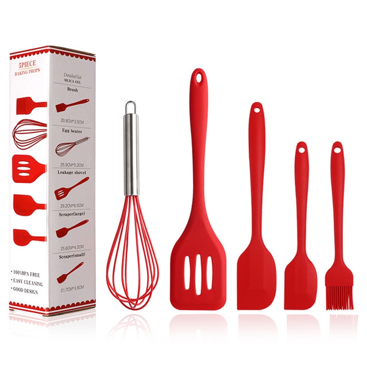 5 In 1 Pot Spatula Silicone Spatula Egg Beater Cooking Baking Tool Set