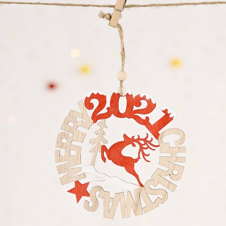 3 PCS Christmas Decorations Letter Card Wooden Pendant