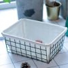 Wrought Iron Tabletop Snack Storage Box Sundries With Cloth Storage Basket
