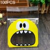 100 PCS Cute Big Teech Mouth Monster Plastic Bag Wedding Birthday Cookie Candy Gift OPP Packaging Bags
