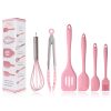 6 in 1 Silicone Kitchenware Slotted Spatula Scraper Egg Beater Brush Food Clip Set