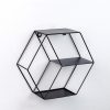 Hanging Wrought Iron Hexagonal Grid Wall Shelf Home Decoration