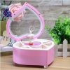 Heart Shape Dancing Ballerina Music Box Plastic Jewellery Box Girls Carousel Hand Crank Gift