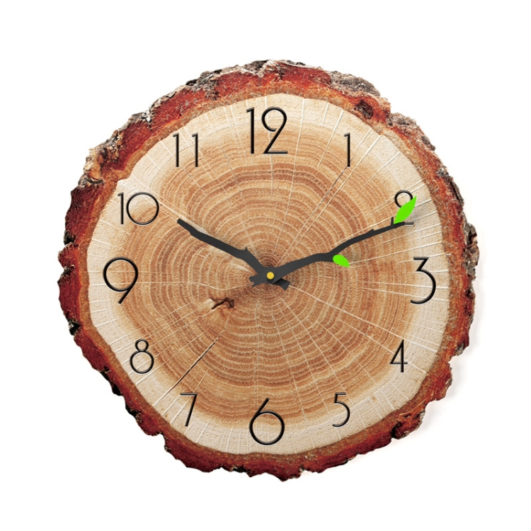 12 Inches Novelty Living Room Wall Clock Annual Ring Quartz Clock Wood Grain Silent Clock