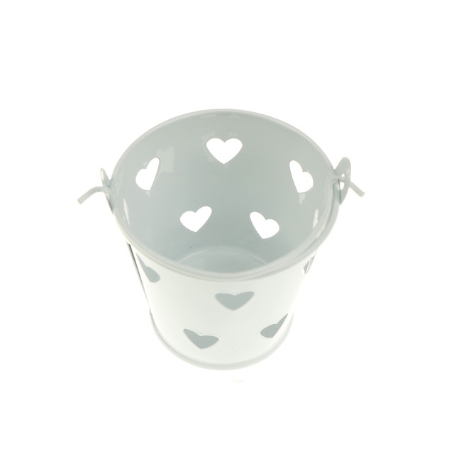 Heart Hollow Round Pen Holder Decoration Adorable Mini Desktop Storage Bucket Iron Pencil Holder Stand