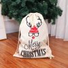 Large Printed Linen Backpack Christmas Gift Bag Candy Bag