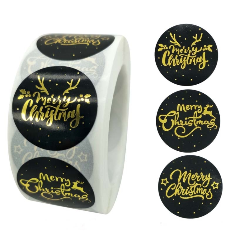 3 PCS Roll Hot Gold Stickers Christmas Stickers Holiday Gift Sealing Stickers