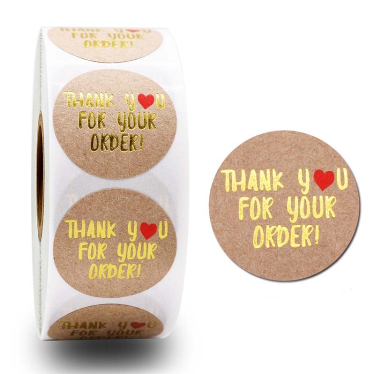 Roll Kraft Paper Hot Stamping Thanks You Baking Sticker Label