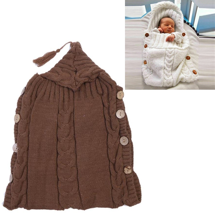 Children Sweater Wooden Button Tassel Hat Baby Hooded Sleeping Bag
