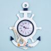 Mediterranean Style Blue And White Rudder Clock Wall Clock Home Living Room Bedroom Decoration Wooden Crafts