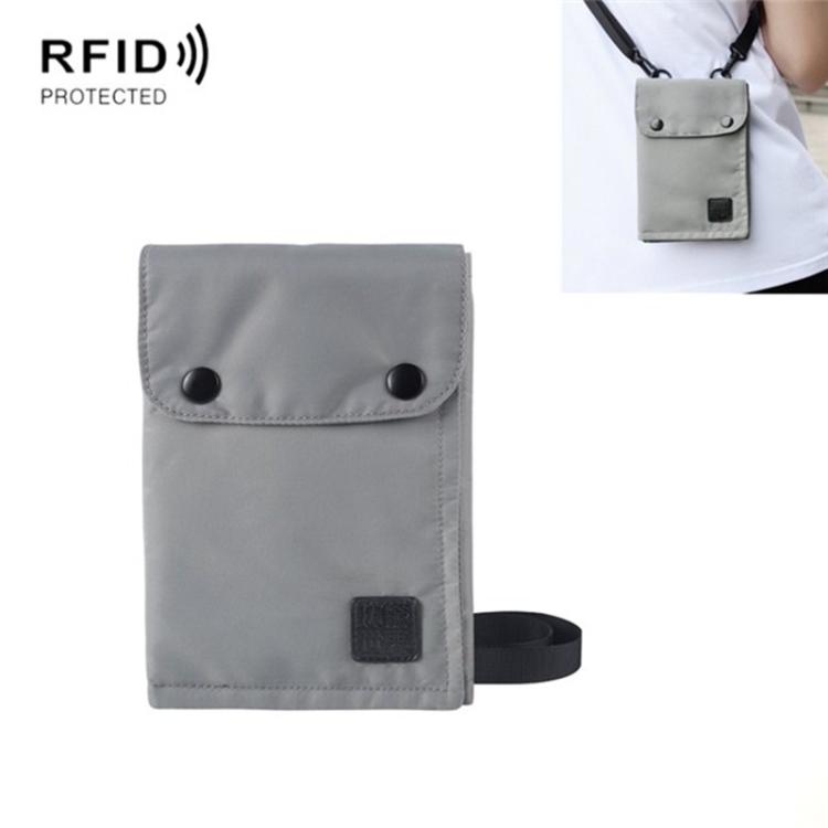 Antimagnetic RFID Hanging Neck Nylon Passport Bag Waterproof Storage Change Mobile Phone Bag