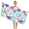 Printed Soft Bath Towel Adult Cotton Beach Pad Towel Size: 147x71cm