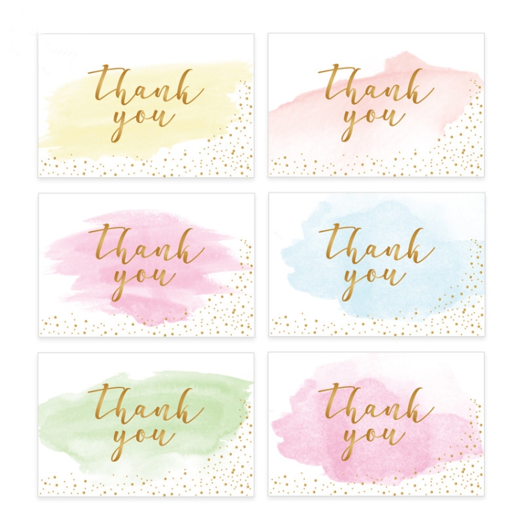 6pcs / Set Greeting Card Thank You Card Set Thanksgiving Holiday Gift Watercolor Card