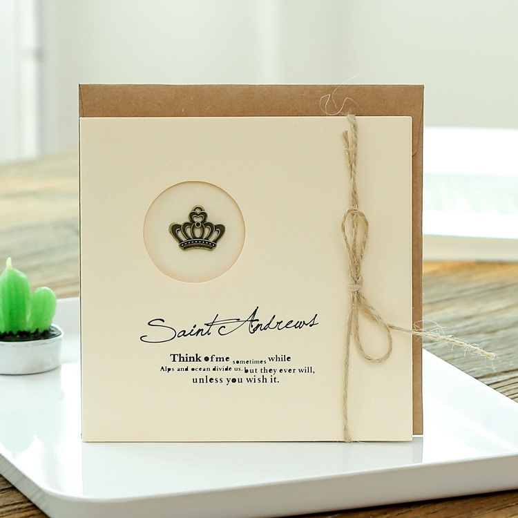 10pcs Vintage Metal Gift Greeting Card Cowhide Envelope Holiday Card