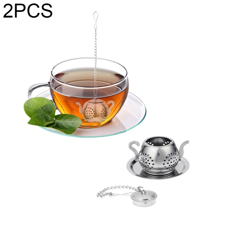2 PCS Stainless Steel 304 Round Pot Tea Strainer Teapot-Shaped Tea Maker Tea Leak Filter Tea Ball