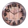 Simple Retro Imitation Wood Grain Three-dimensional Digital Round Wall Clock