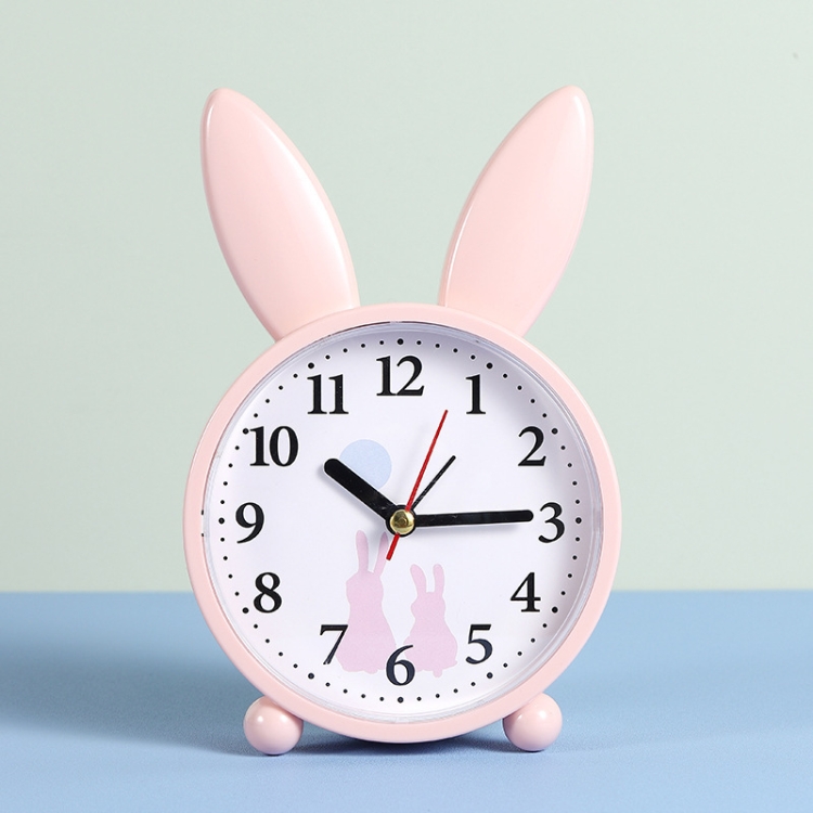 Simple Cartoon Rabbit Alarm Clock Ornaments Bedroom Decoration Bedside Mute Sweeping Small Alarm Clock, Color And Style Random Deilvery